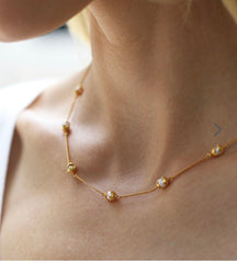JULIE VOS Gold/Pearl PENELOPE Delicate Station Necklace
