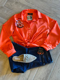 GLEEN ButtonDown Satin Blouse Top
