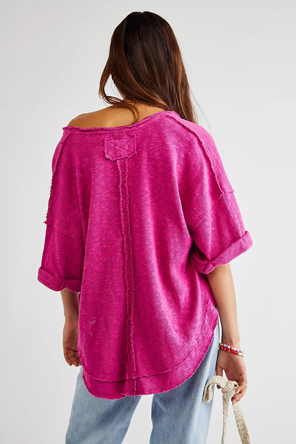 FREE PEOPLE STAR V-Neck RAWHEM TOP