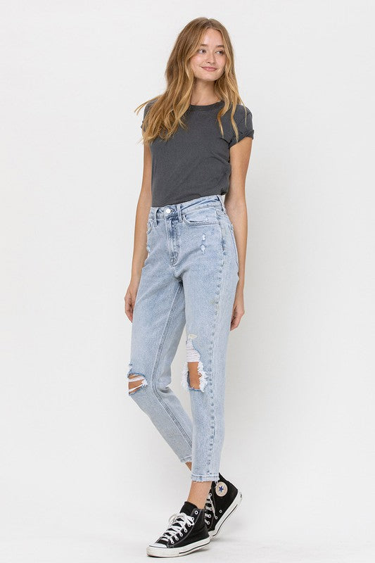VERVET Distressed ERIKA Stretch Mom Jean