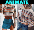 Cezele ANIMATE Stripe Ombré WaistCrop Sweater Top