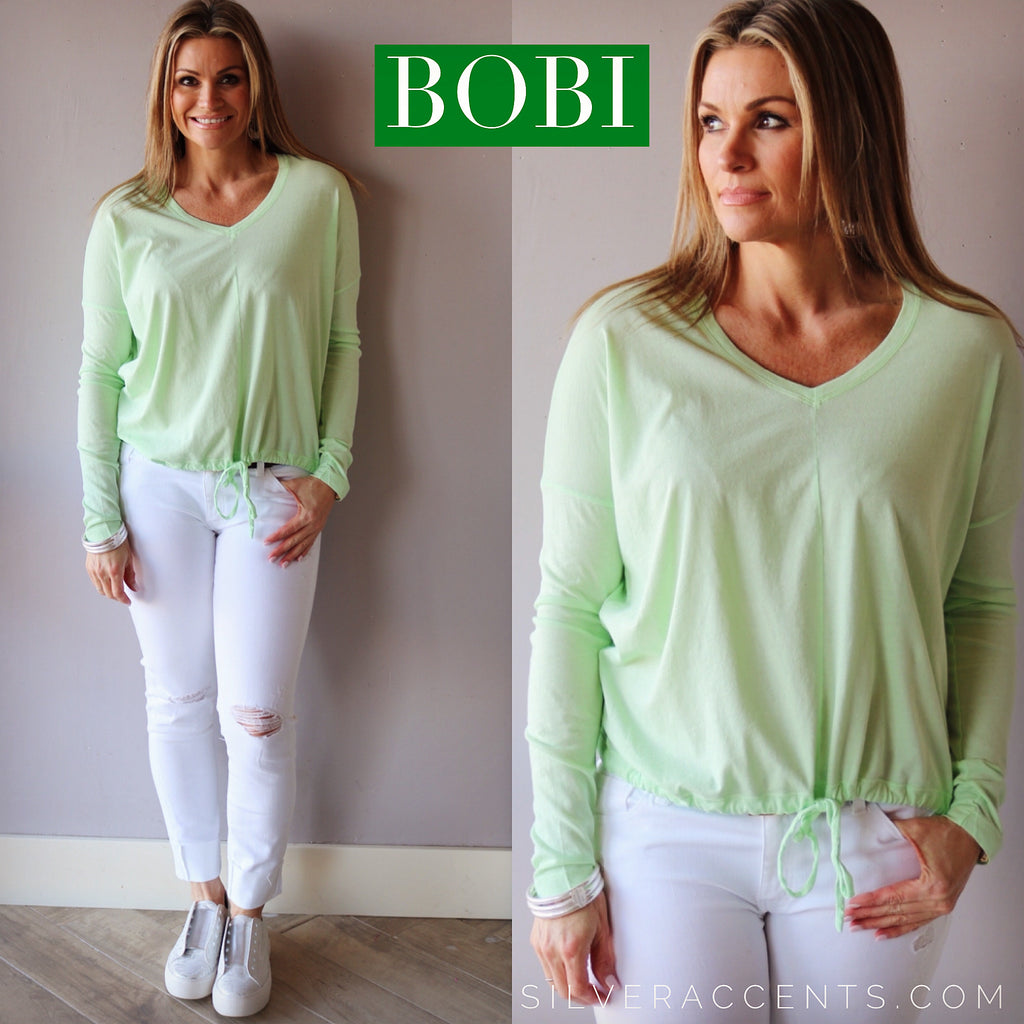 BOBI HYSTERICS Lightweight Jersey Drawstring Bottom V-Neck Top