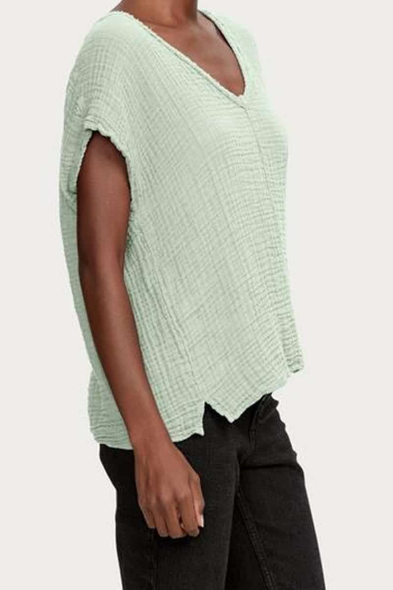 *MICHAEL STARS DoubleGauze DRAYA Hilo V-Neck Top