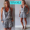 TIVOLI Python Print OpenBack Chiffon Short Romper