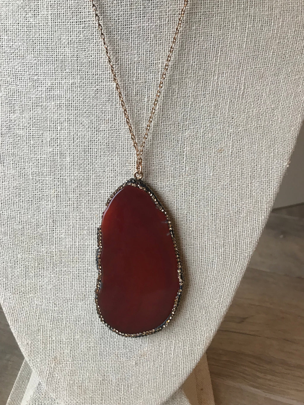 Orange Carnelian GEODE Necklace