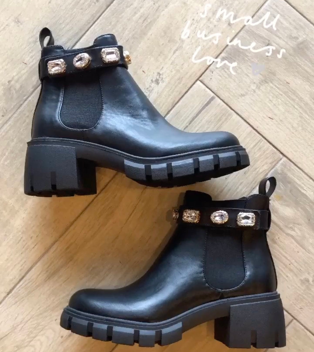 MADDEN GIRL Rhinestone HONEYY Embellished LugSole Bootie