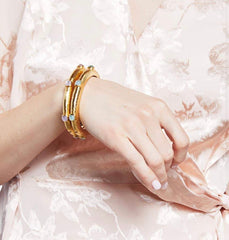 JULIE VOS Gold CATALINA Stone Hinge Bangle Bracelet