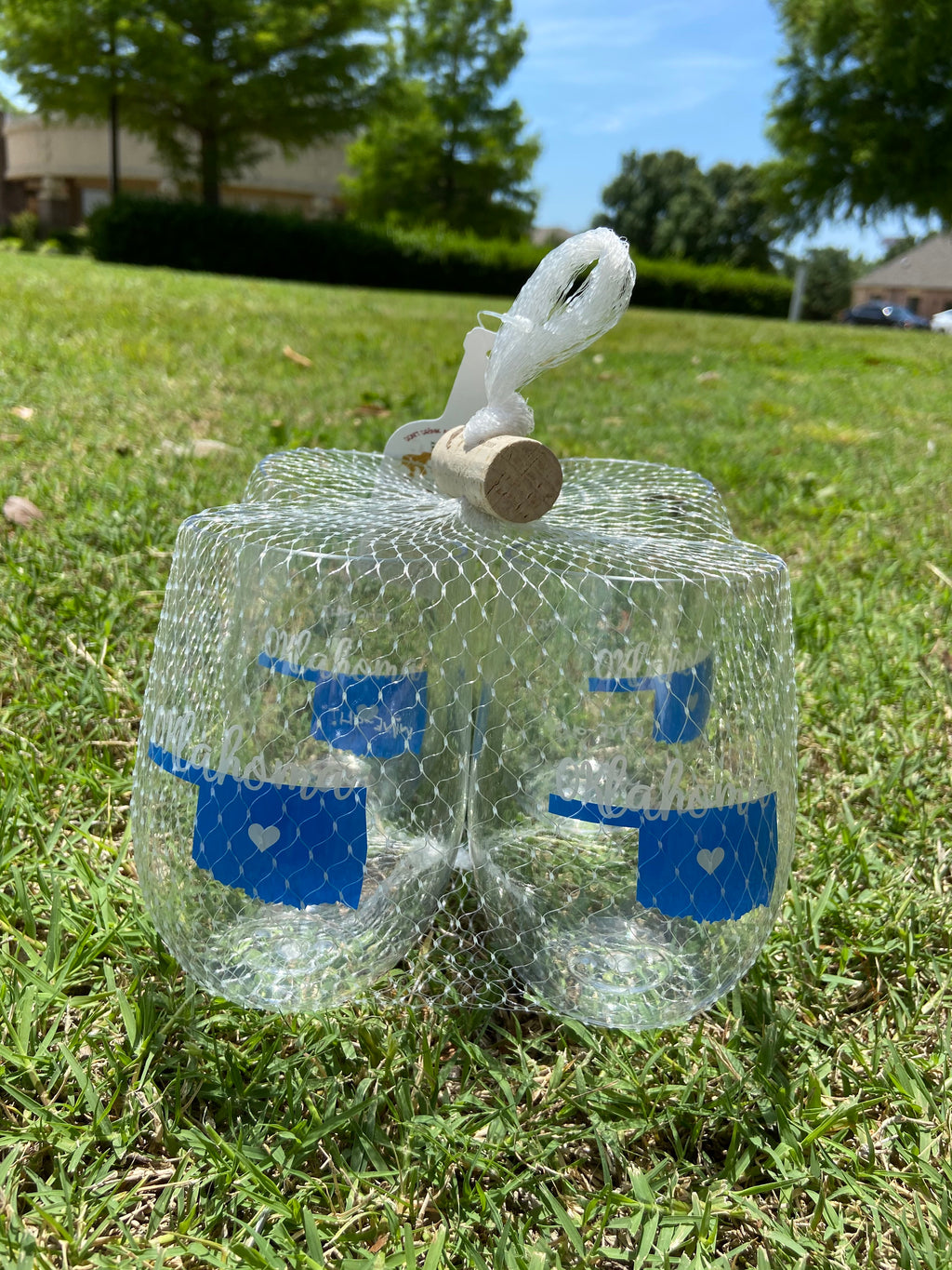 4 PACK Designer Shatterproof Logo Stemless Wine Glasses