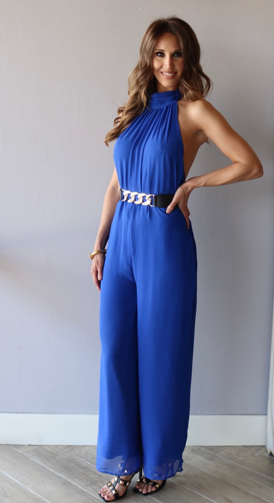 TRIUMPH MockNeck WideLeg Chiffon Jumpsuit