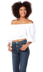 BOBI Elastic Boat~Neck HUDDLE Gauze Top