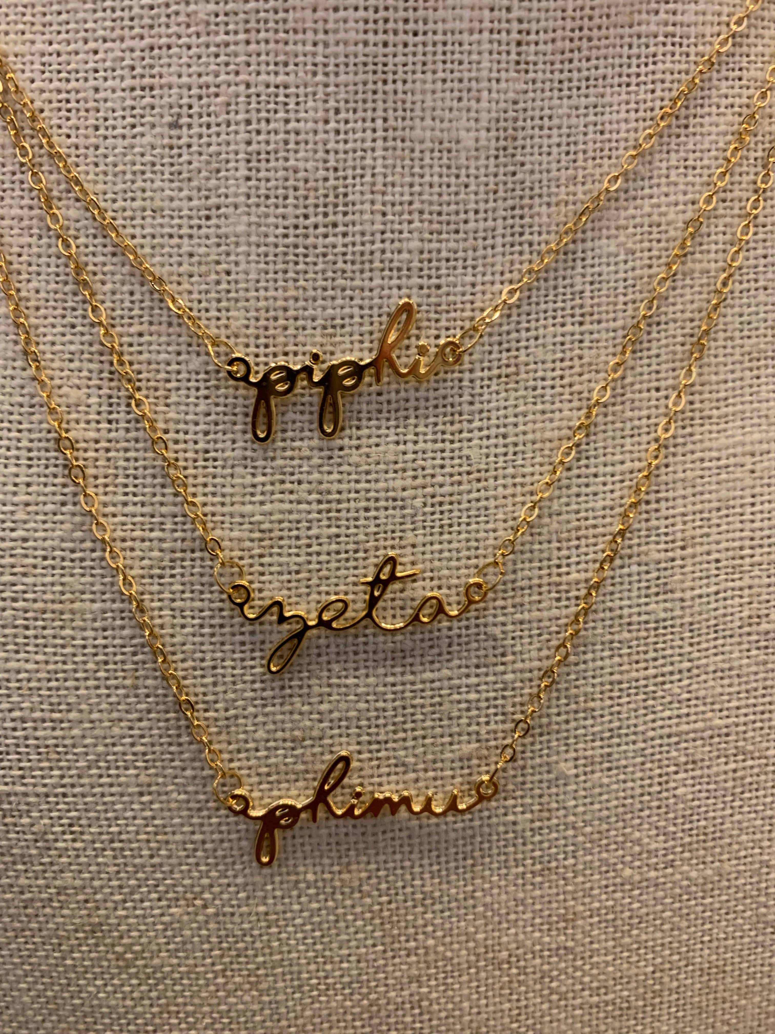 SPJ Script Sorority Necklace