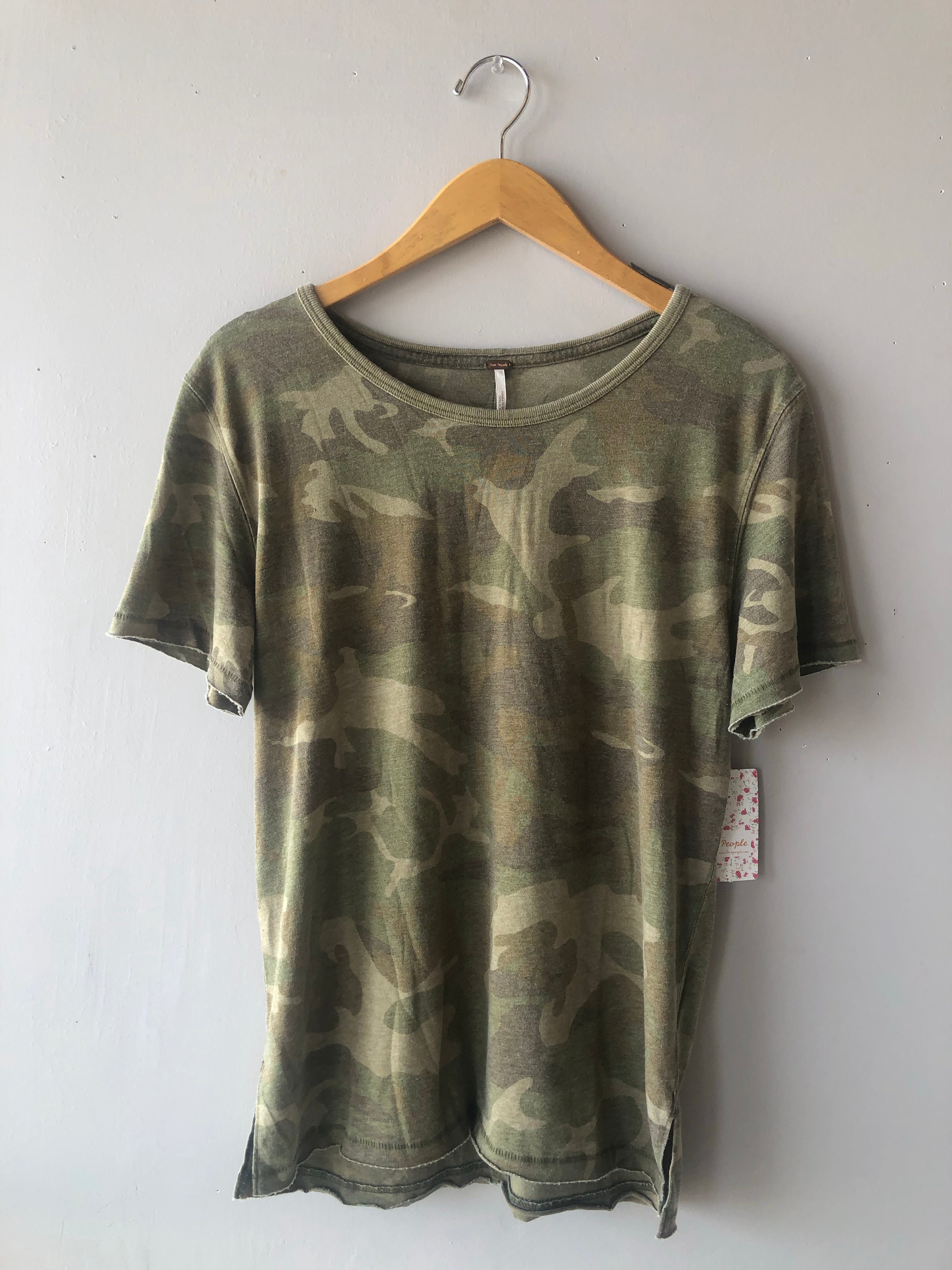 FREE PEOPLE Print TOURIST CrewNeck Tee Top