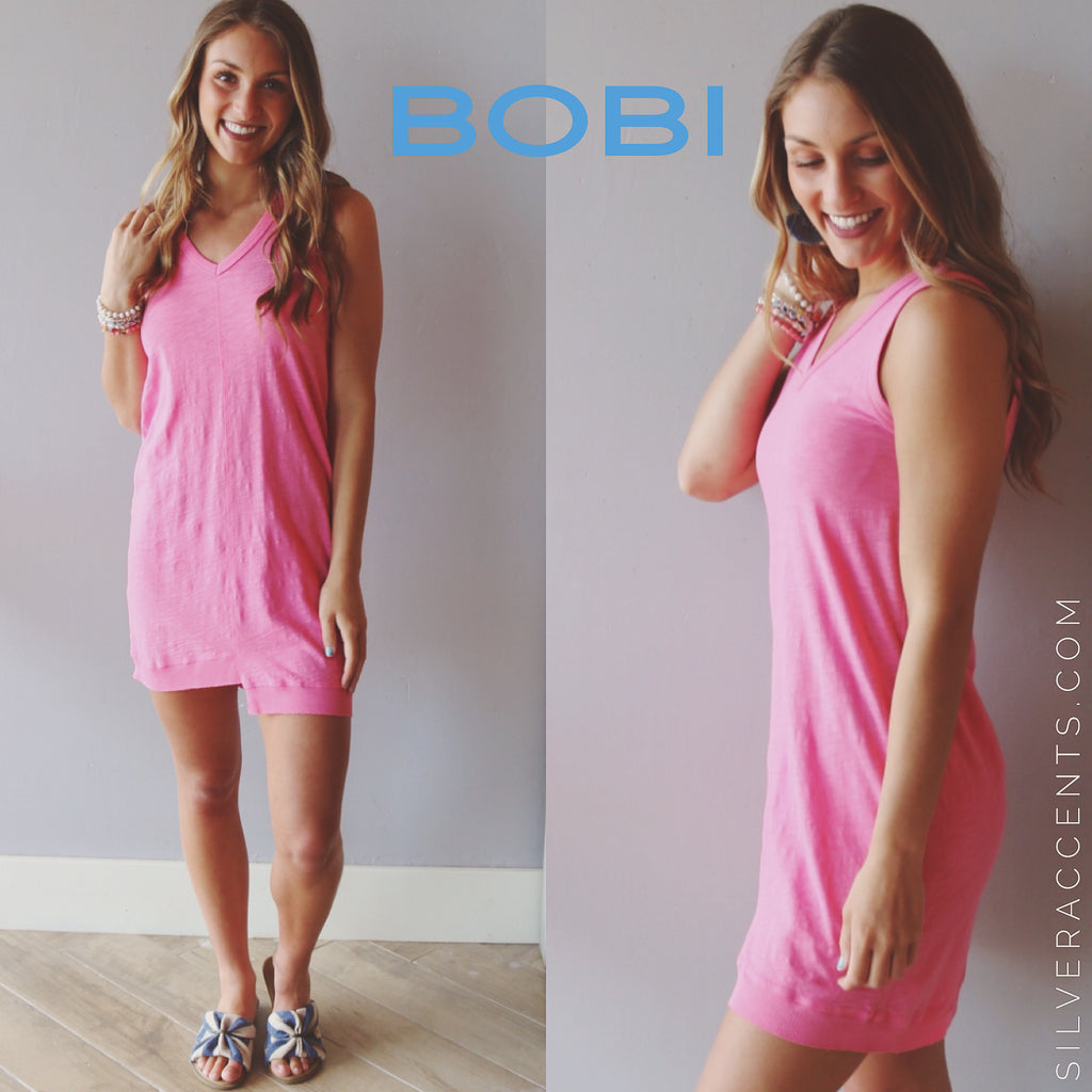 BOBI Slub Jersey V-Neck HORIZON StepHem Dress