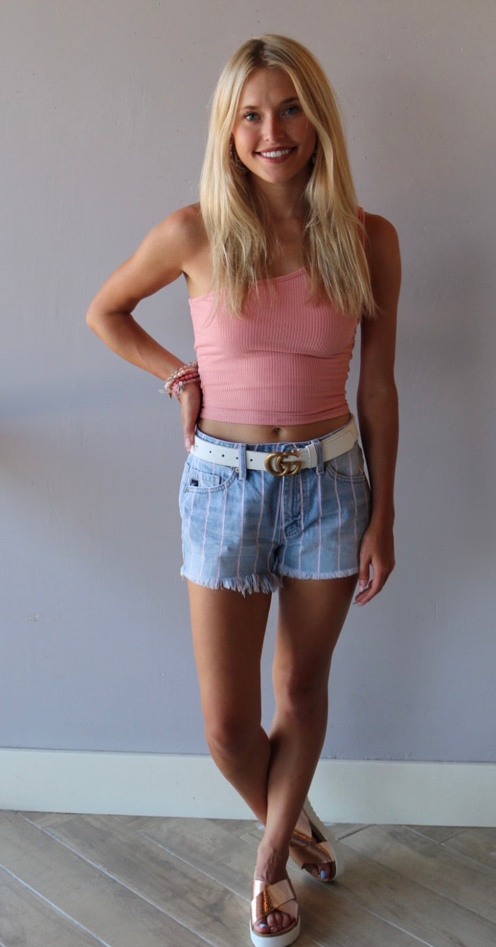 EXPRESS RibKnit OneShoulder Knit Tank Top