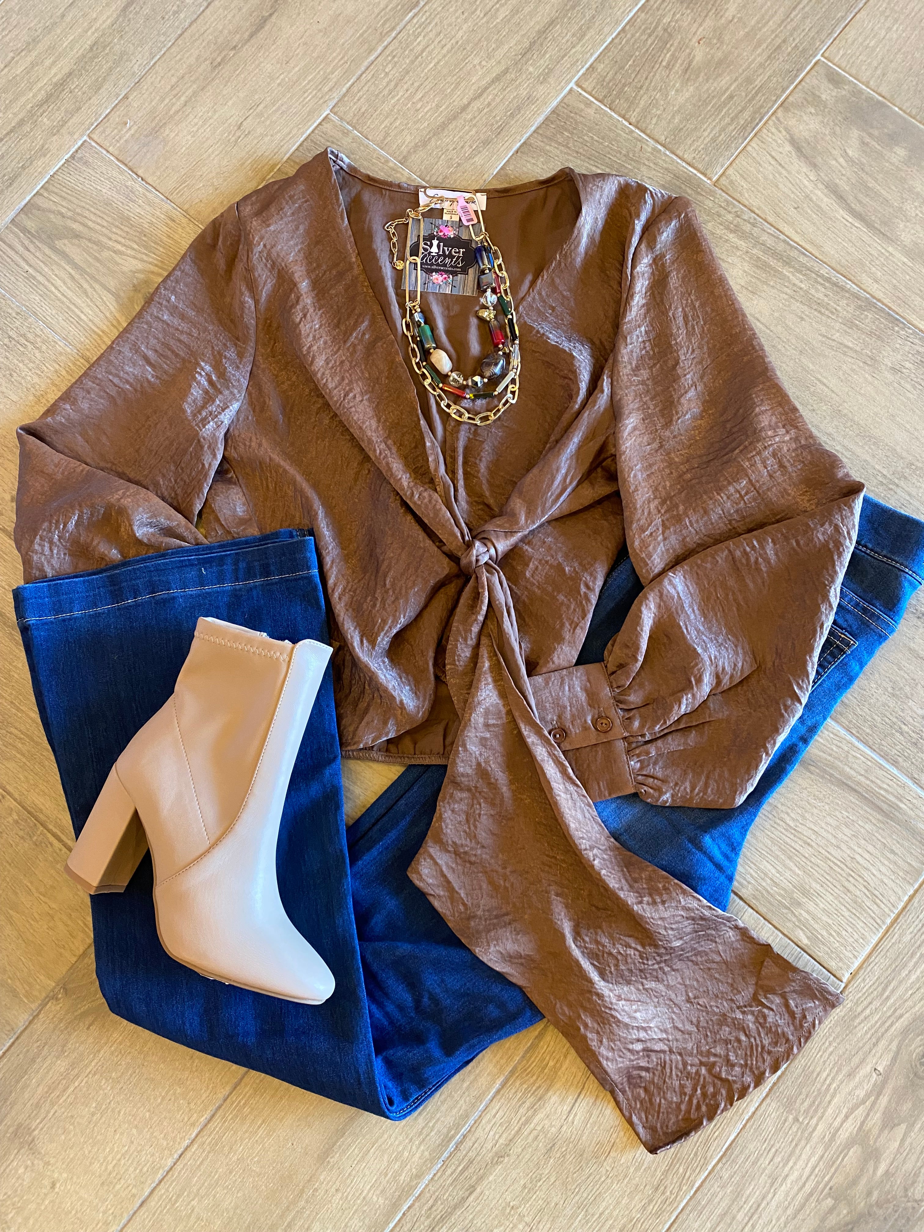 TATE Wrap SideTie MatteSatin Top