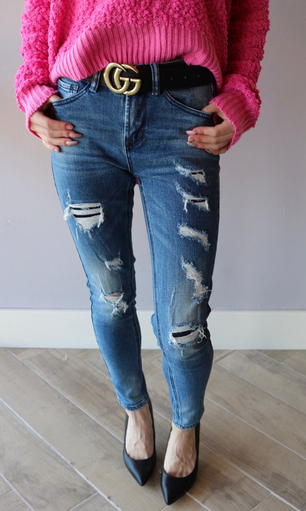 VERVET MidRise TWISTED VINE PatchWork Skinny Jean