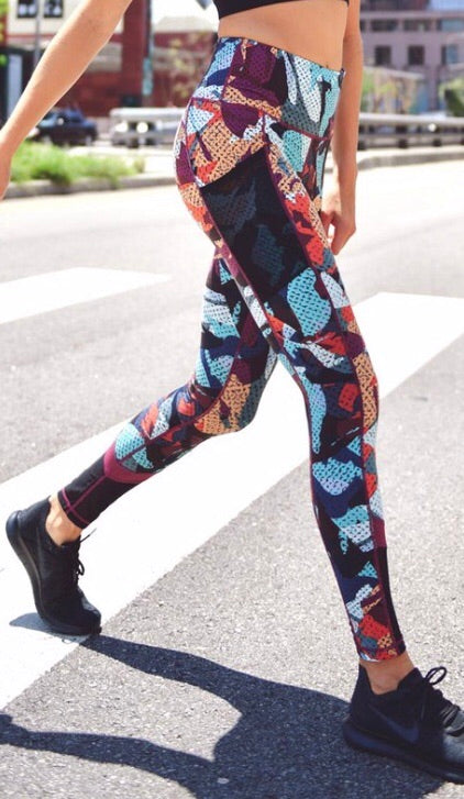 JOURNEY HiWaist Camo/Houndstooth Print MeshPocket Legging