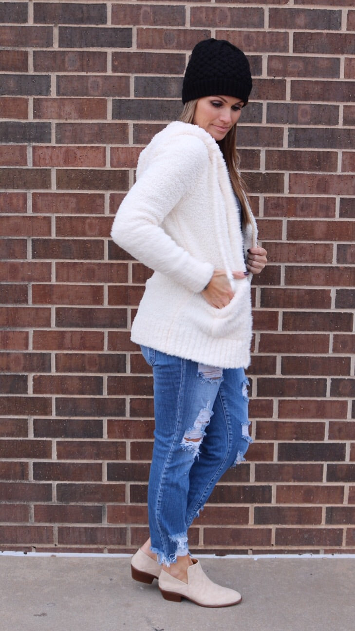 CODDLED Berber Fleece Zip Hoodie Top