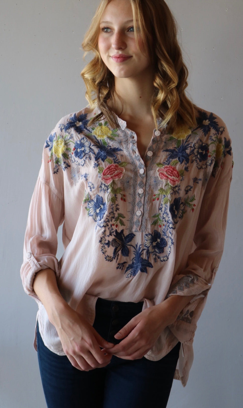 JOHNNY WAS Embroidered ODETTE Blouse Top