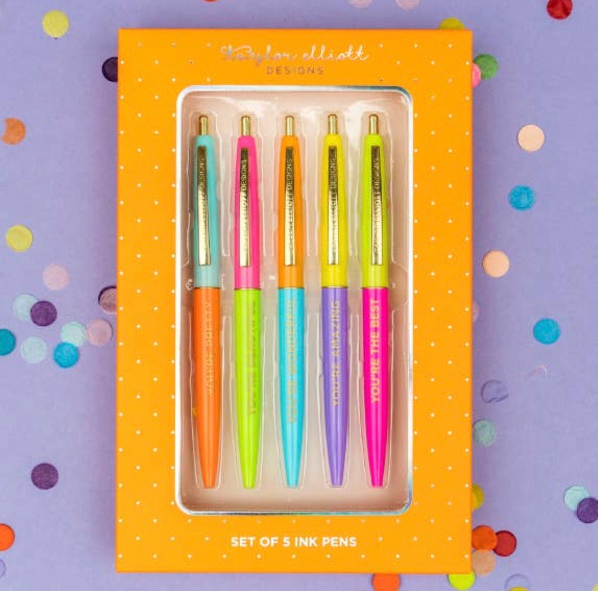 TAYLOR ELLIOTT 5pc COMPLIMENTARY Colored Pen Set