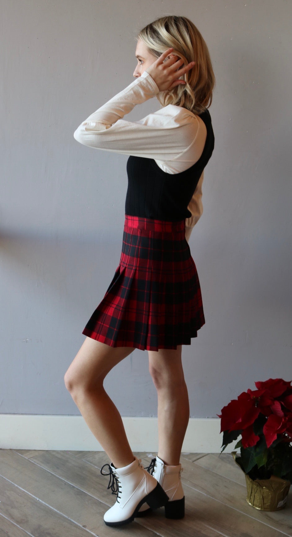LoveTree! EMILY Plaid Pleated Skirt