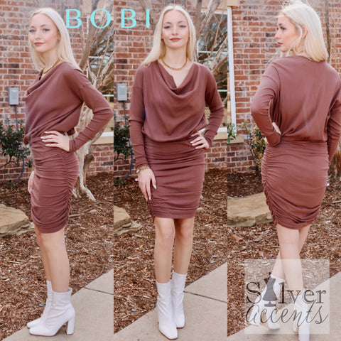 BOBI Cowl Neck PROTEGE RibKnit Top