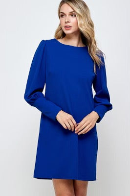 royal blue long sleeve skater dress Rebdolls Women's Aimee Front Tie Mini Skater Dress - Blue