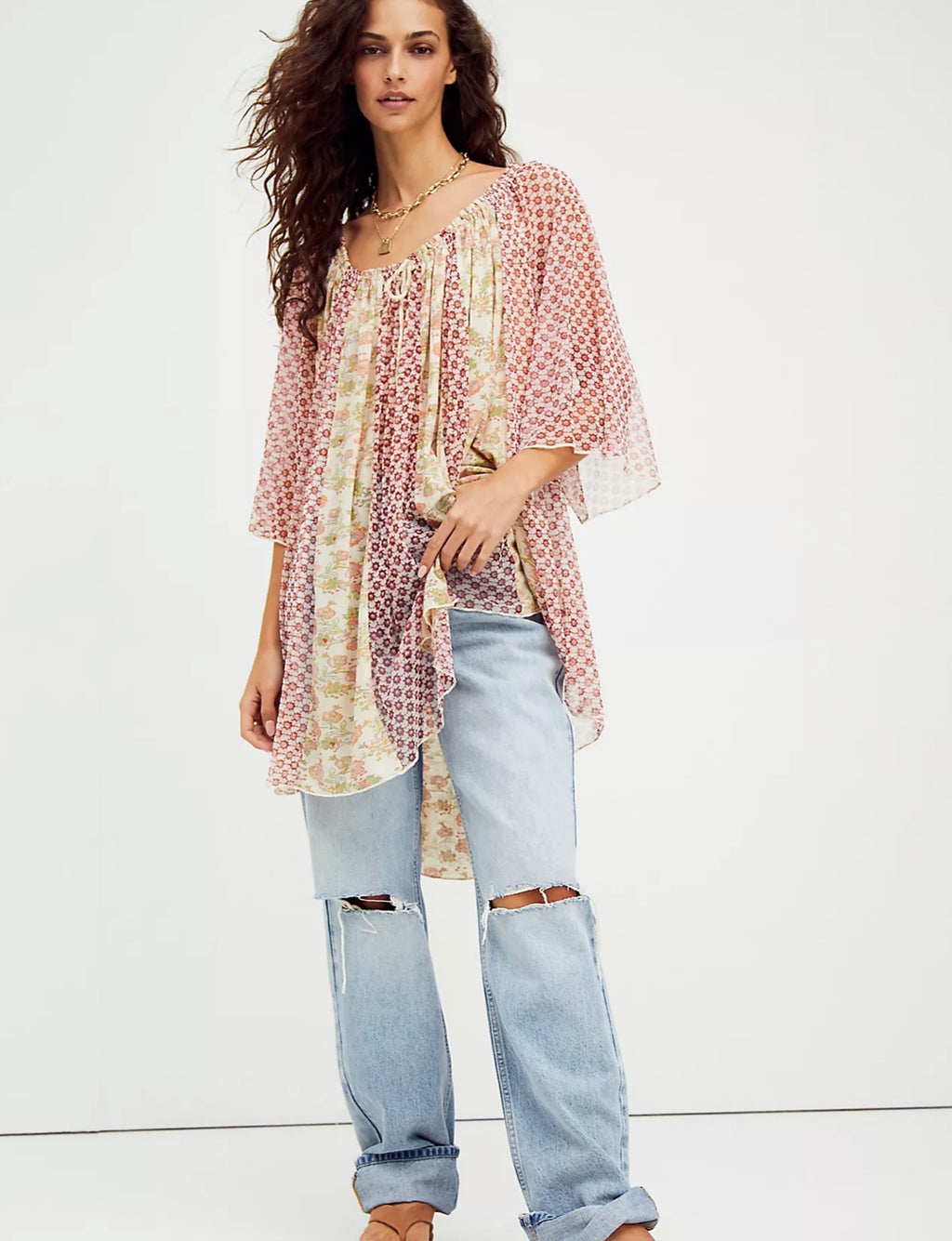 FREE PEOPLE Print BECAUSE I LOVE YOU Tunic Top Dress
