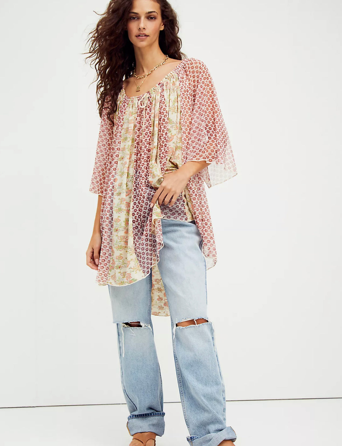 FREE PEOPLE Print BECAUSE I LOVE YOU Tunic Top Dress