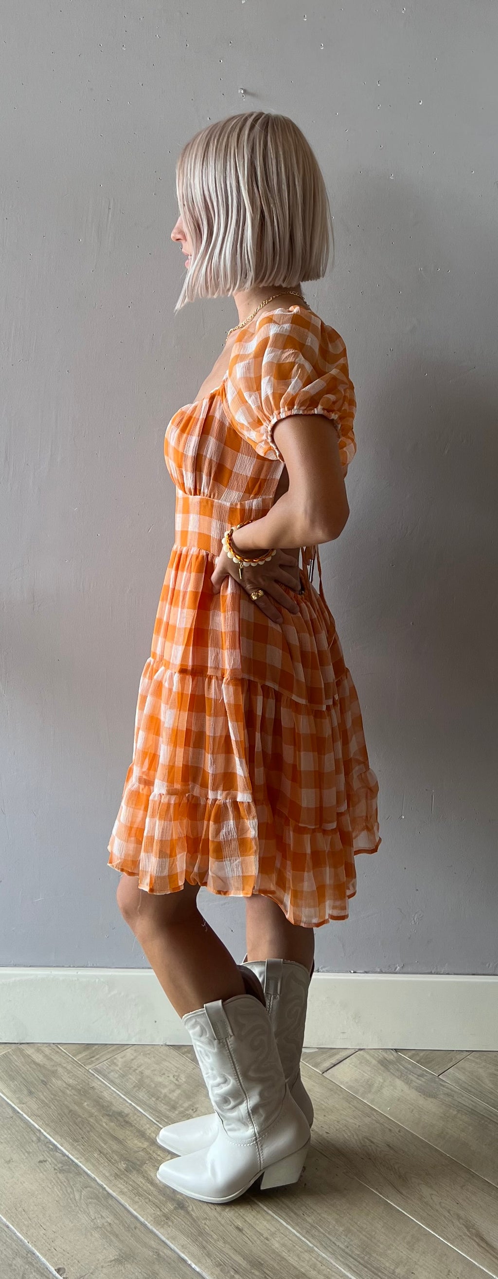 BOOKER Gingham Tie~Back Dress