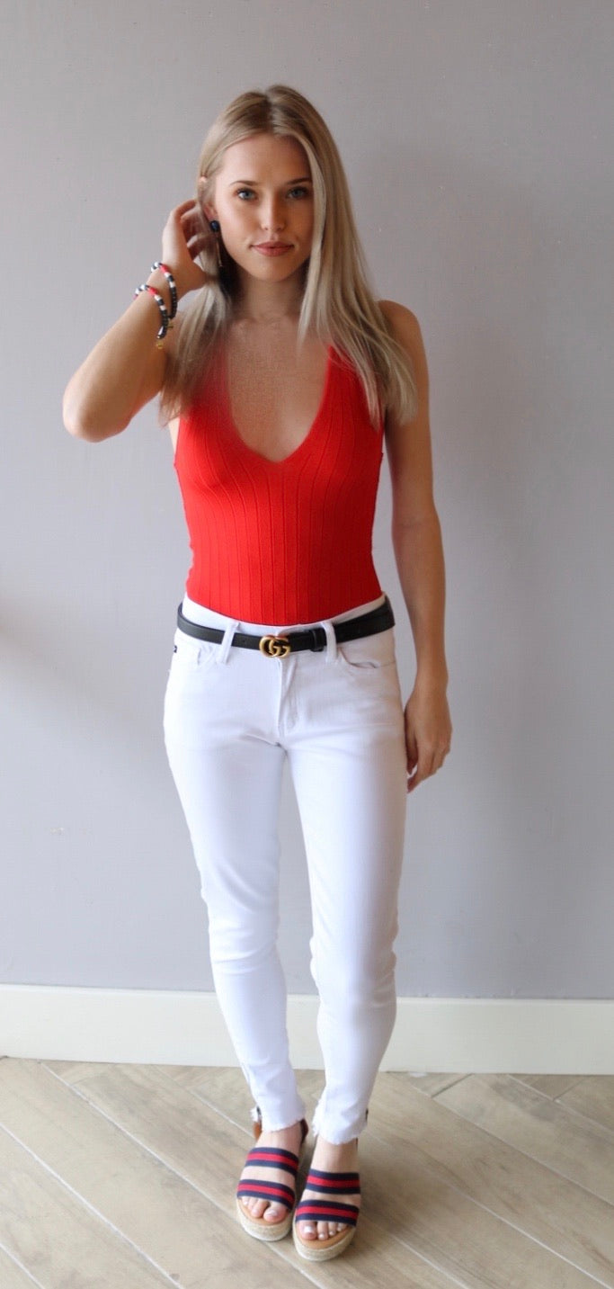 FREE PEOPLE RibKnit HOT IN HALTERS Bodysuit