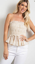 Strapless ADVANTAGE Smocked Peplum Top