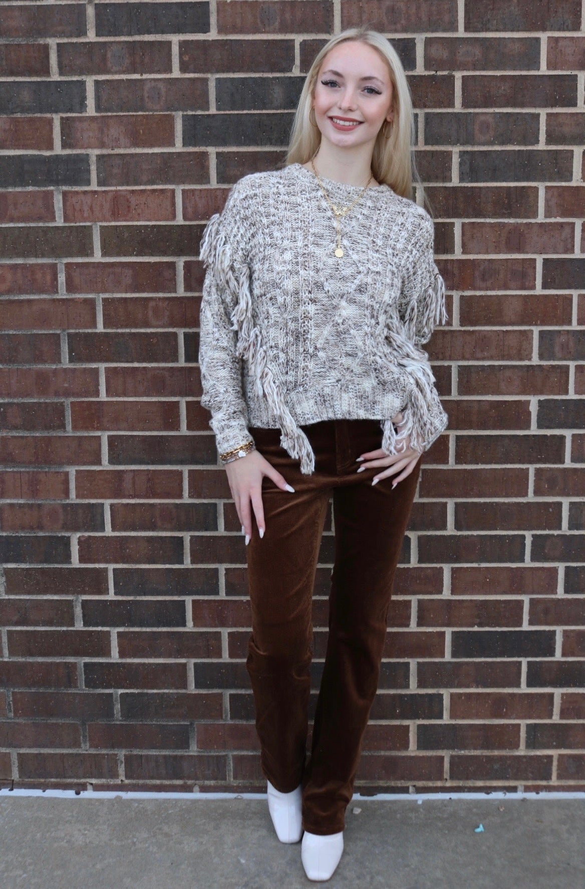 DEAR JOHN Fringe KYNLEE CrewNeck Sweater