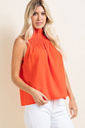 Smocked PACIFY MockNeck Sleeveless Top