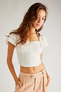 FREE PEOPLE Thank You Very Sweetly RuffleSleeve Top