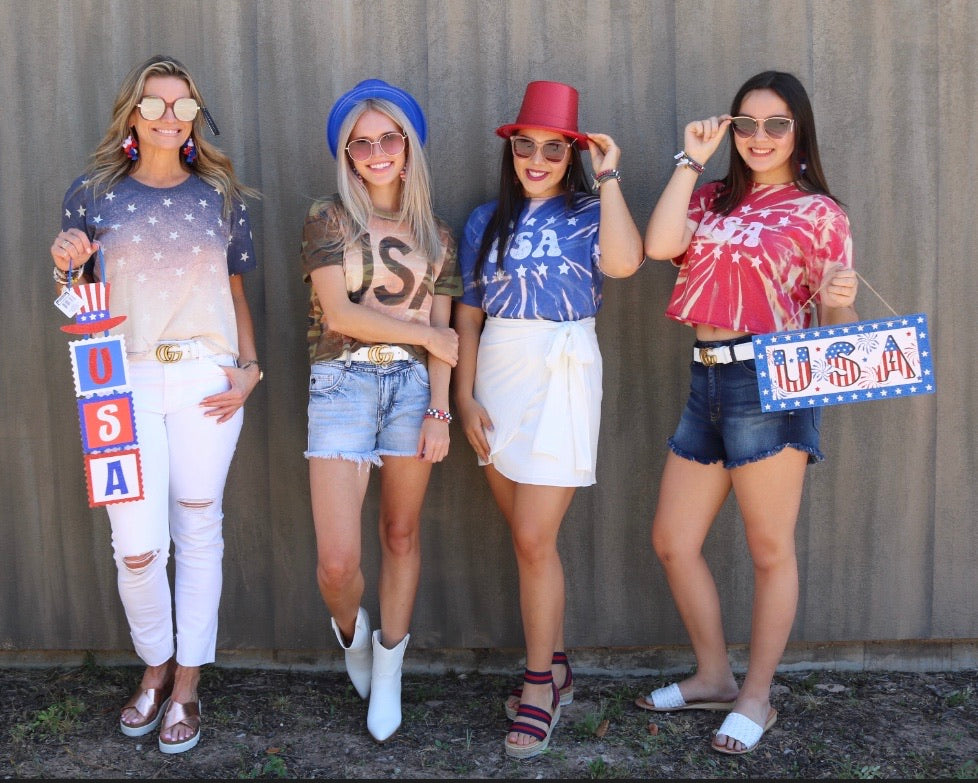 MH Patriotic Tie Dye Crop Tee