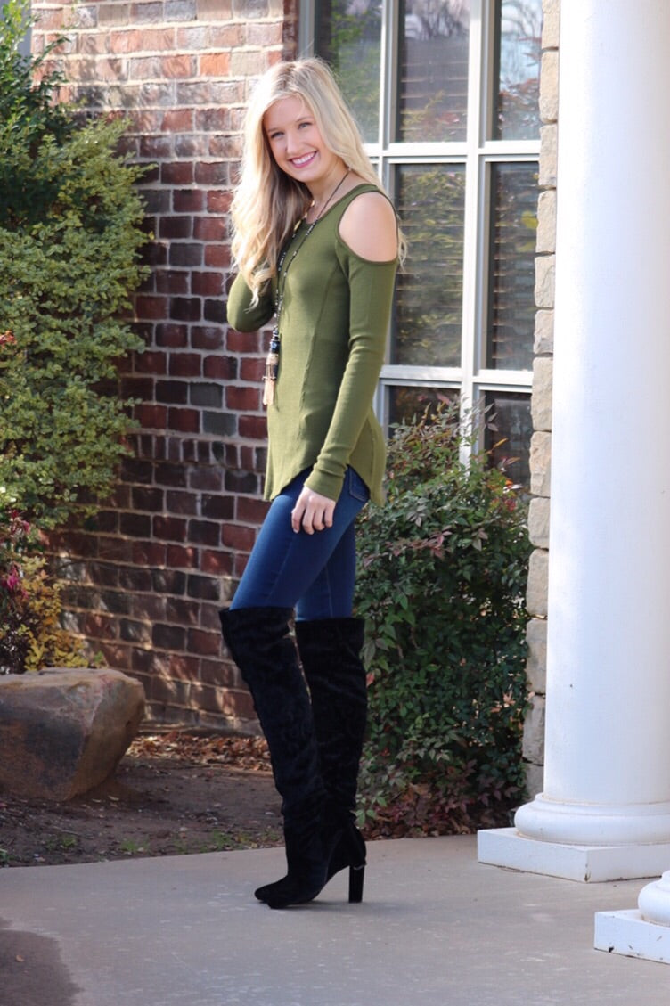 BOBI SuperSoft CUT IT OUT Thermal Cold Shoulder ScoopHem Top