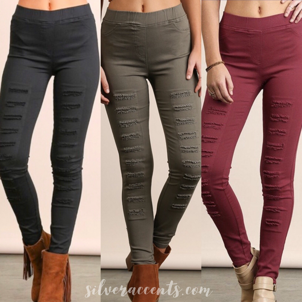 *Umgee KICKOFF High Waist Distressed Jeggings