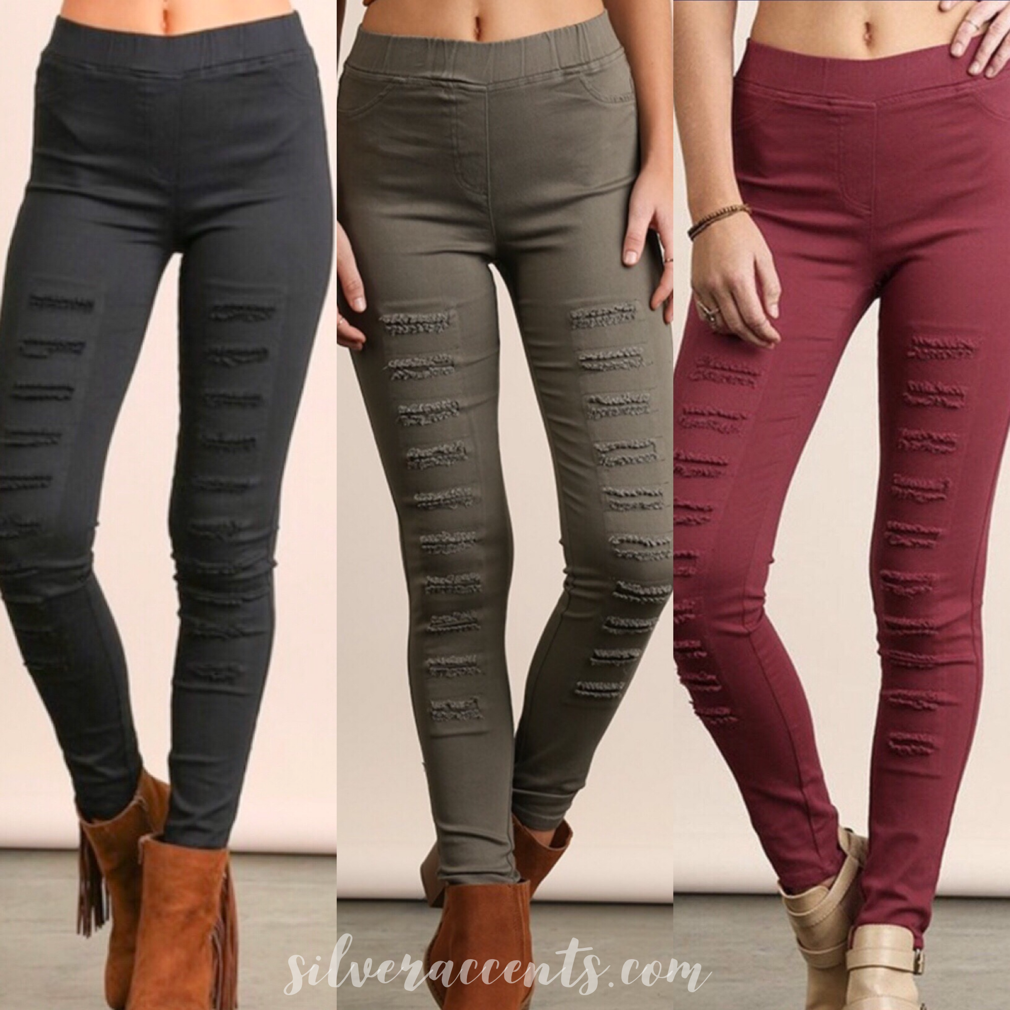 *Umgee KICKOFF High Waist Distressed Jeggings