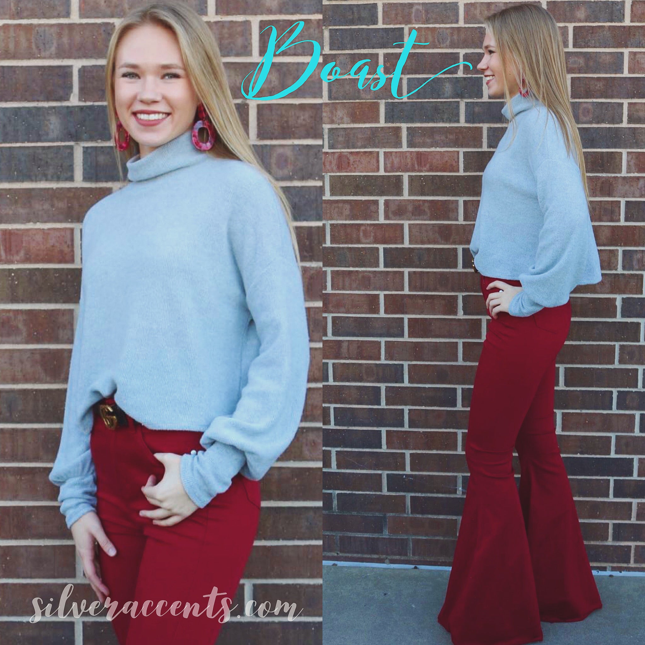 BOAST HiNeck BrushKnit Waist Crop Top