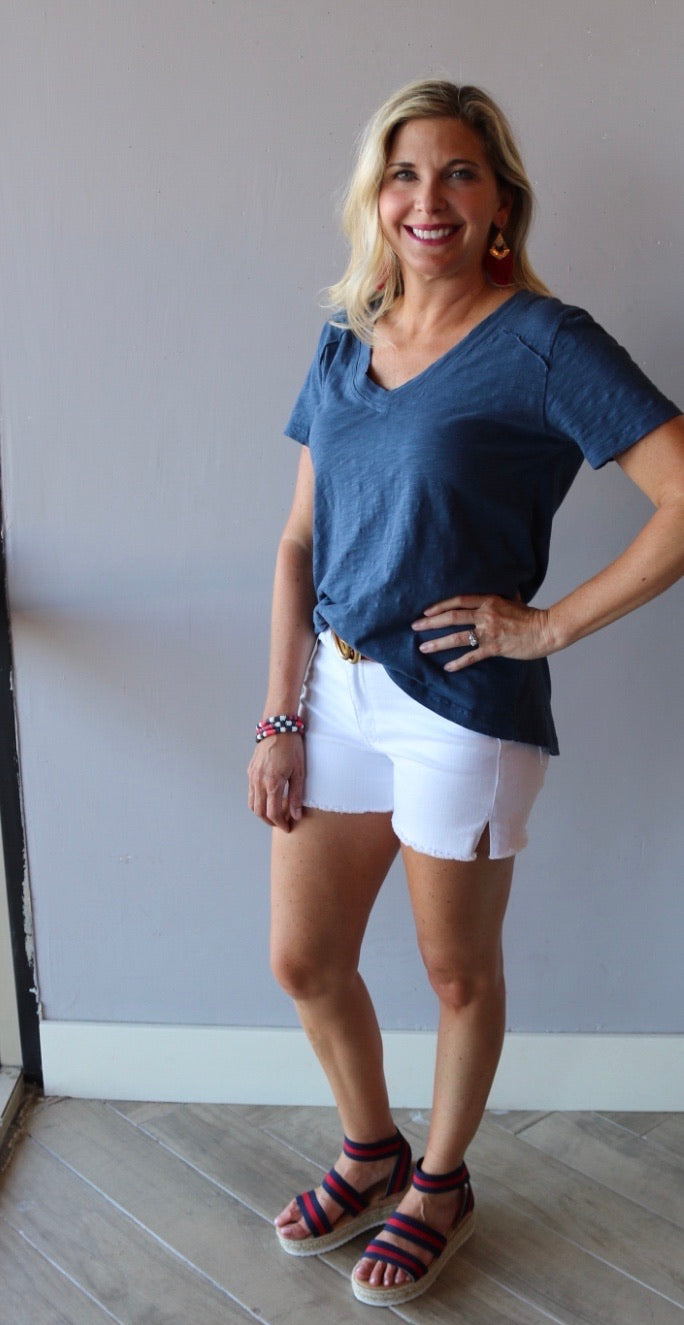 BOBI V-Neck BECK Slub Jersey HiLo Top