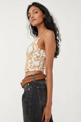 FREE PEOPLE Ruched SAND DUNES Stripe Tank Top