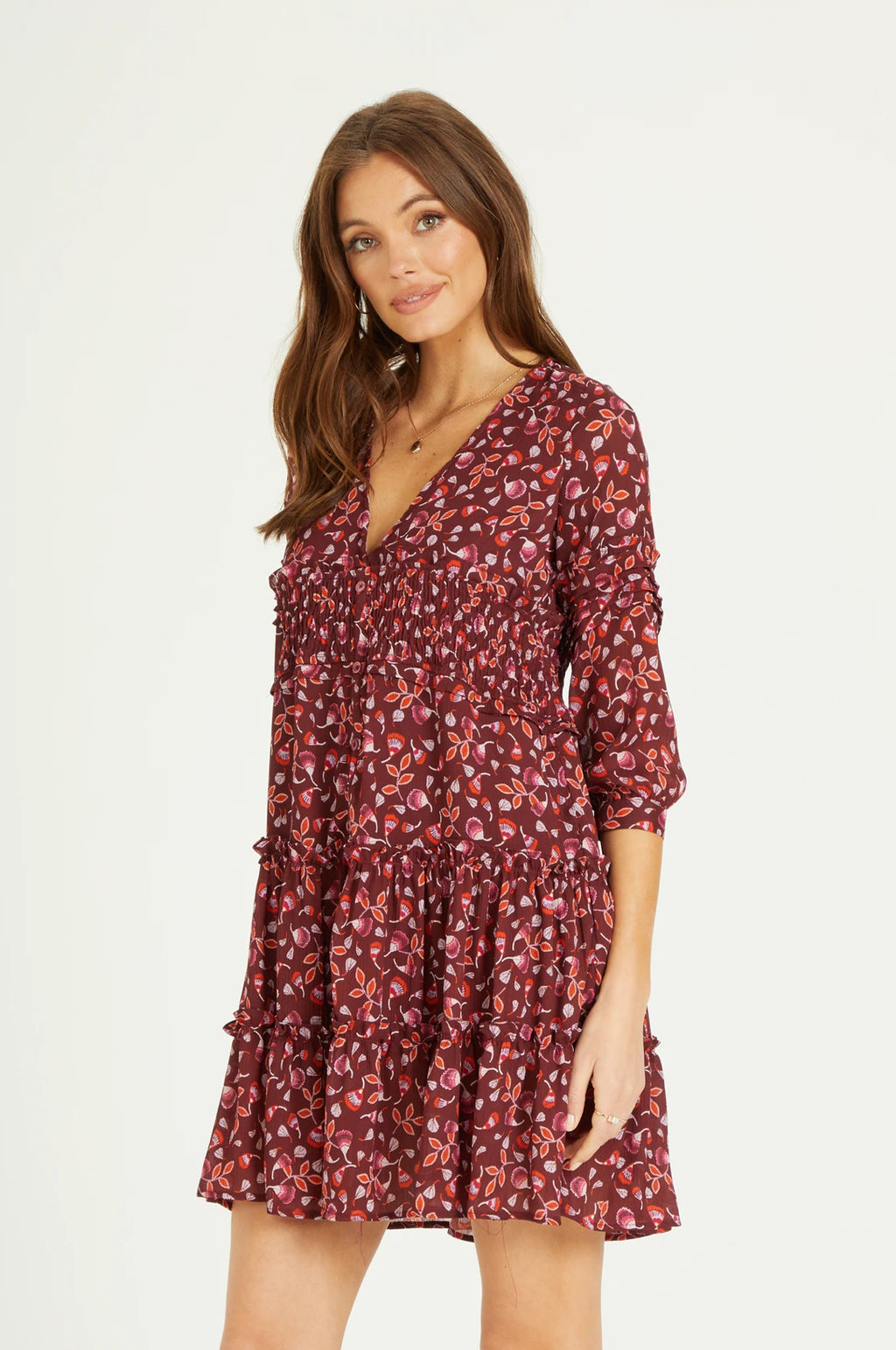 DEAR JOHN Floral MARIE V-Neck Long Sleeve Dress