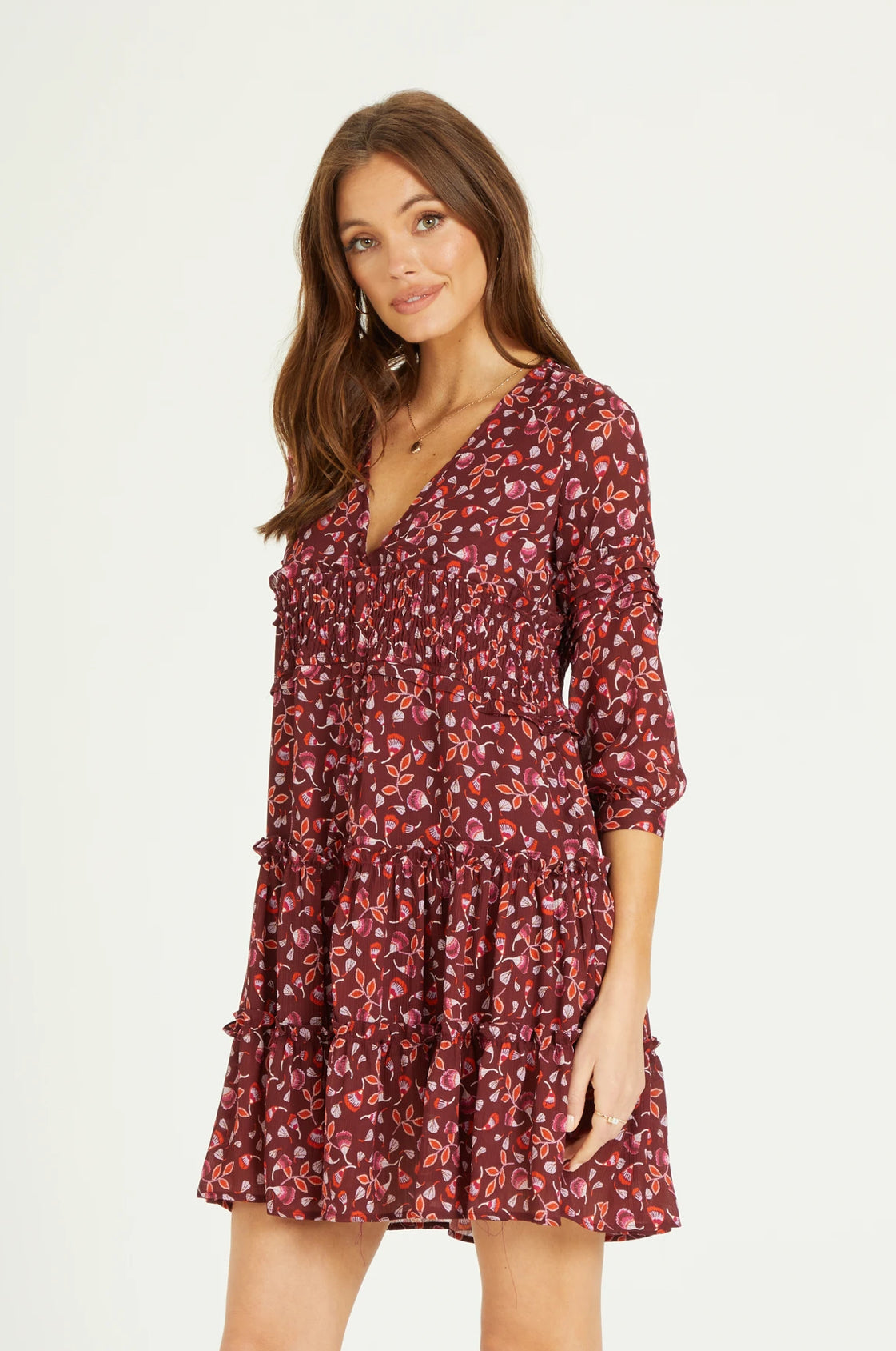 DEAR JOHN Floral MARIE V-Neck Long Sleeve Dress