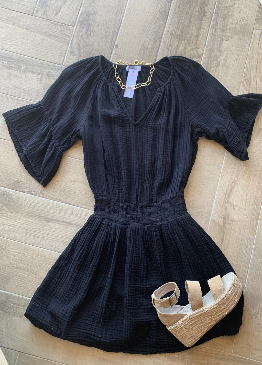 MICHAEL STARS DoubleGauze KATELYN Peasant Smock~Waist Dress