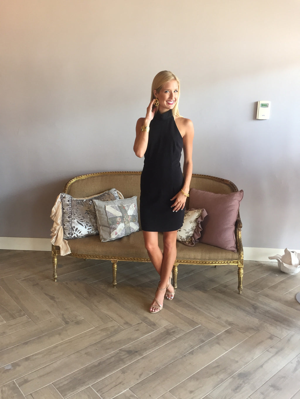 BOBI BLACK MockNeck FUEL THE FIRE Halter Dress