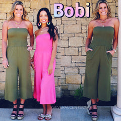 *BOBI Smocked PIERCE Strapless Jumpsuit