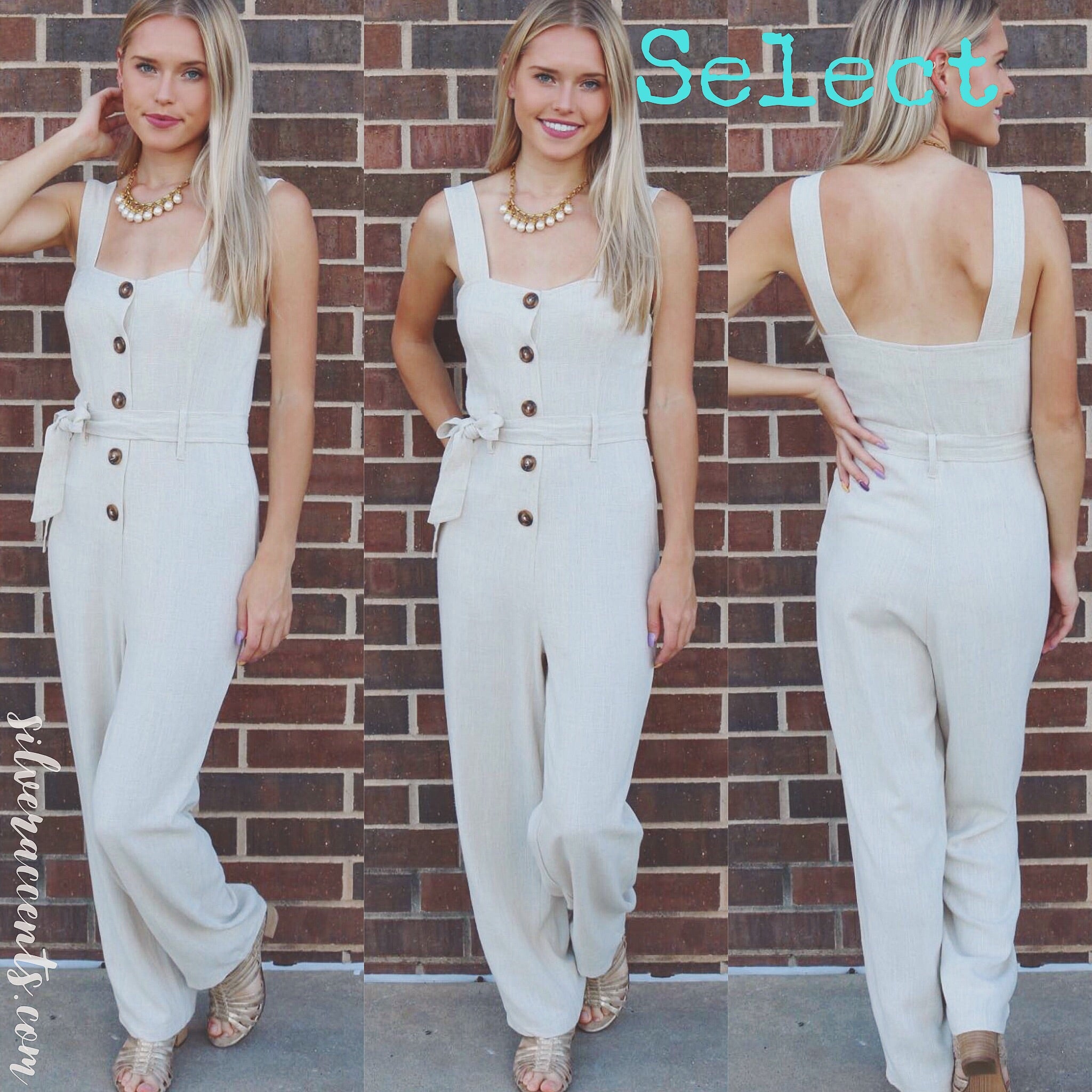 LITTLE LIES Button Down SELECT TieWaist Linen Jumpsuit