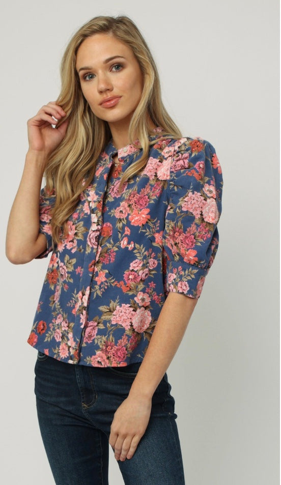 DEAR JOHN Puff Sleeve ROWAN Top – Silver Accents