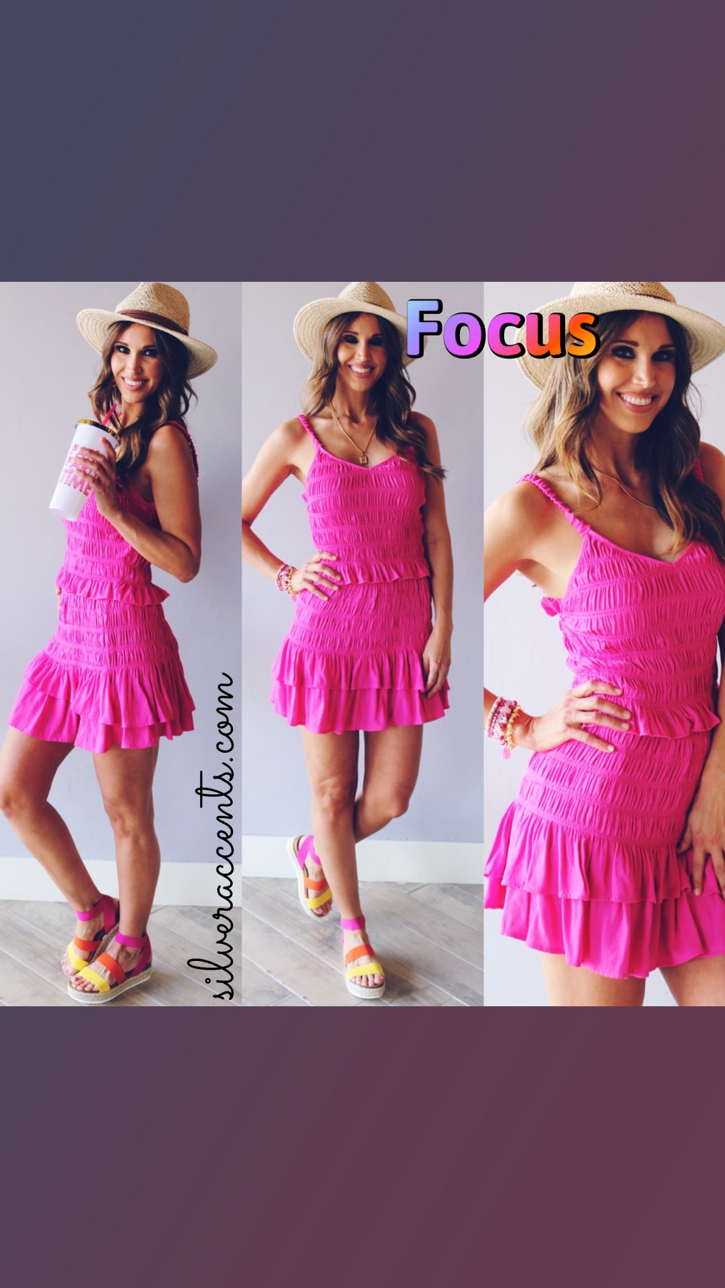 FOCUS 2pc Ruffle Smock Tank/Skirt Set